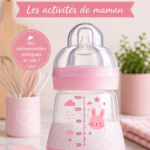 Accessoires de cuisine colorés disposés sur un plan de travail - essentiels pour les mamans actives.