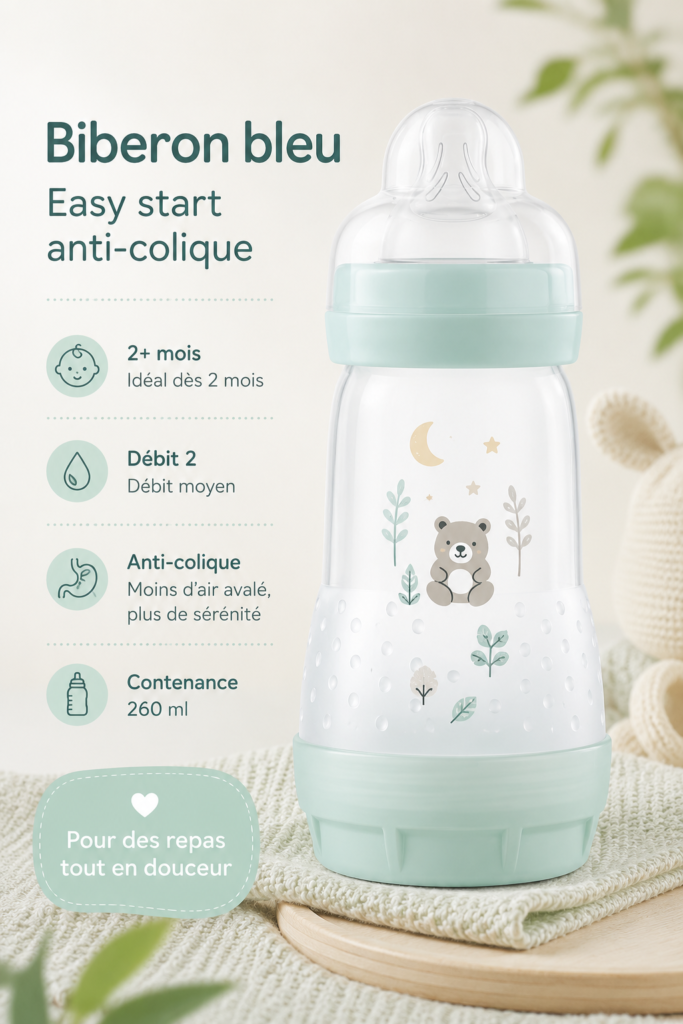 Biberon bleu Mam Easy Start de 260 ml contre les coliques