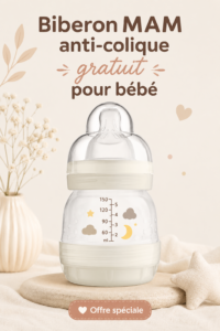 Biberon anti-colique MAM, essentiel pour le confort du bébé.