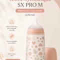 Biberon SX PRO M Mémories en rose corail avec tétine symétrique pour bébé