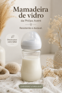 Biberon en verre Philips Avent sur une table