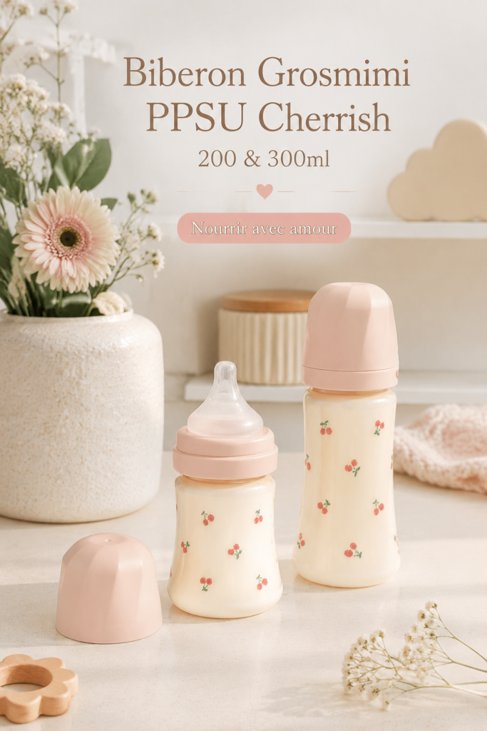 Bouteille d'allaitement Grosmimi PPSU de 300ml sur fond neutre