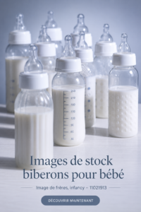 Bouteilles pour bébé sur une table, préparées pour un repas