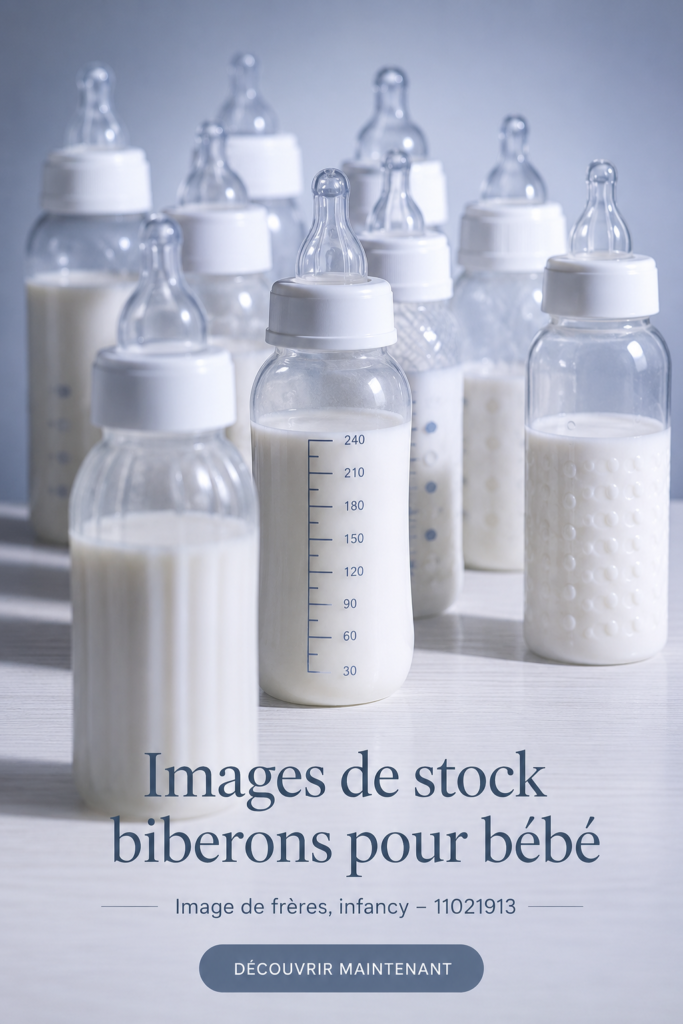 Bouteilles pour bébé sur une table, préparées pour un repas