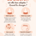 Bébé avec une tétine, illustration des différents types disponibles.