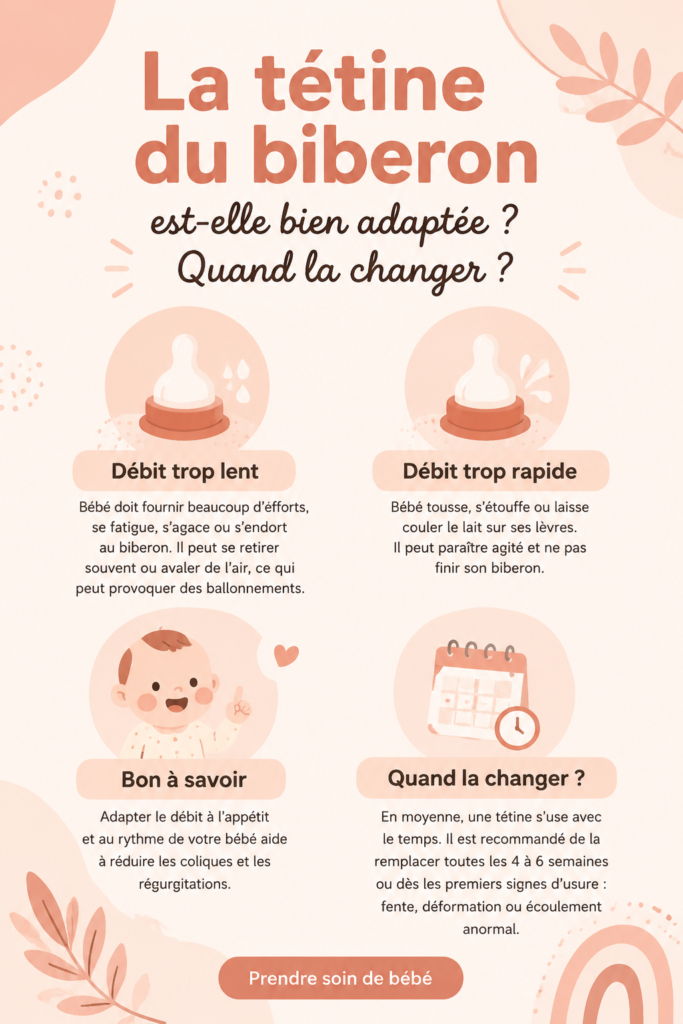 Bébé avec une tétine, illustration des différents types disponibles.