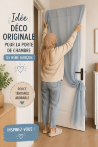Idées créatives pour décorer la porte d'une chambre de bébé avec des éléments ludiques et colorés.