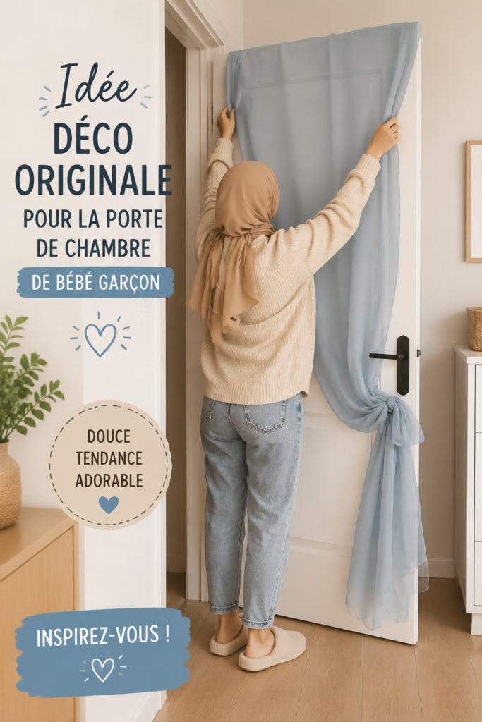 Idées créatives pour décorer la porte d'une chambre de bébé avec des éléments ludiques et colorés.