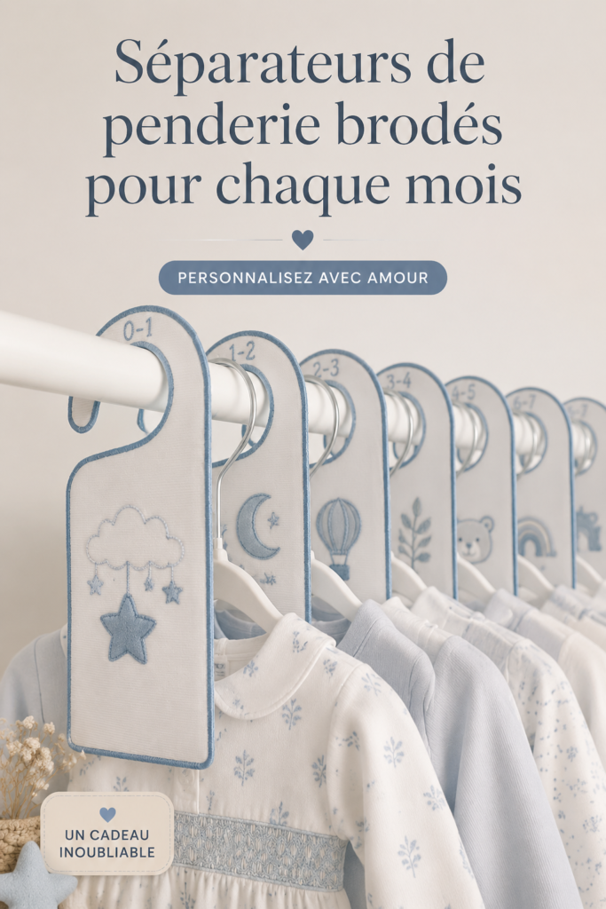 Diviseurs de placard brodés sur mesure présentant des motifs élégants