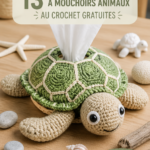 Housses de boîte à mouchoirs animalières au crochet colorées en présentation.