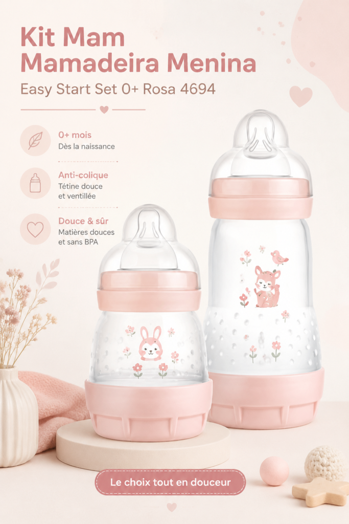 Kit Mam Mamadeira Easy Start illustrant les produits pour bébés