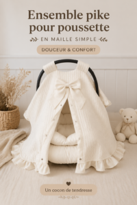 Un kit de poussette en tricot élégant sur fond pastel