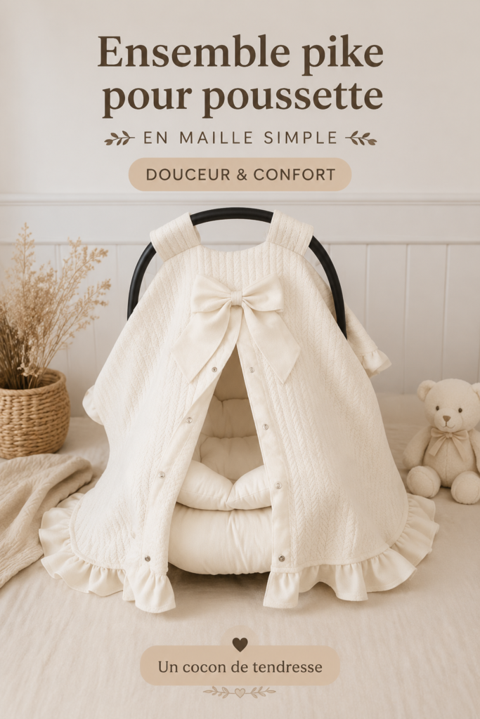 Un kit de poussette en tricot élégant sur fond pastel