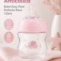 Mamadeira anticólica Buba Easy Flow éléphant rose, idéale pour bébé