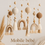 un mobile coloré pour bébé suspendu au-dessus d'un berceau