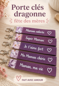 Porte-clés dragonne élégant avec personnalisation pour la fête des mères