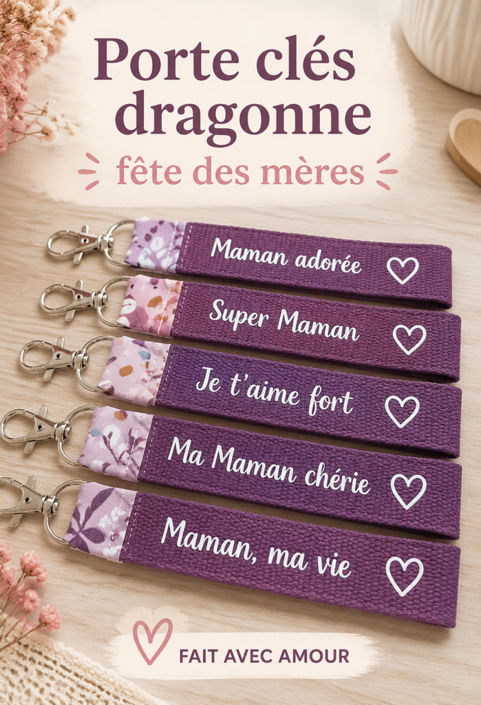 Porte-clés dragonne élégant avec personnalisation pour la fête des mères
