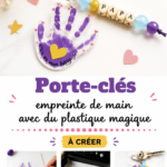 Porte-clés empreinte de main en plastique magique réalisé à la maison.