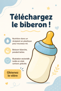 Illustration d'une bouteille de lait pour bébé en plastique, idéale pour la nutrition infantile.