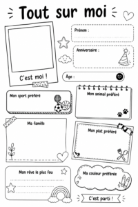Un livret d'activités coloré pour enfants, présentant des jeux et des exercices.