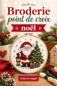 Un motif de broderie de Noël en point de croix représentant un sapin.