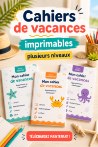 Cahiers de vacances imprimables colorés et éducatifs pour enfants