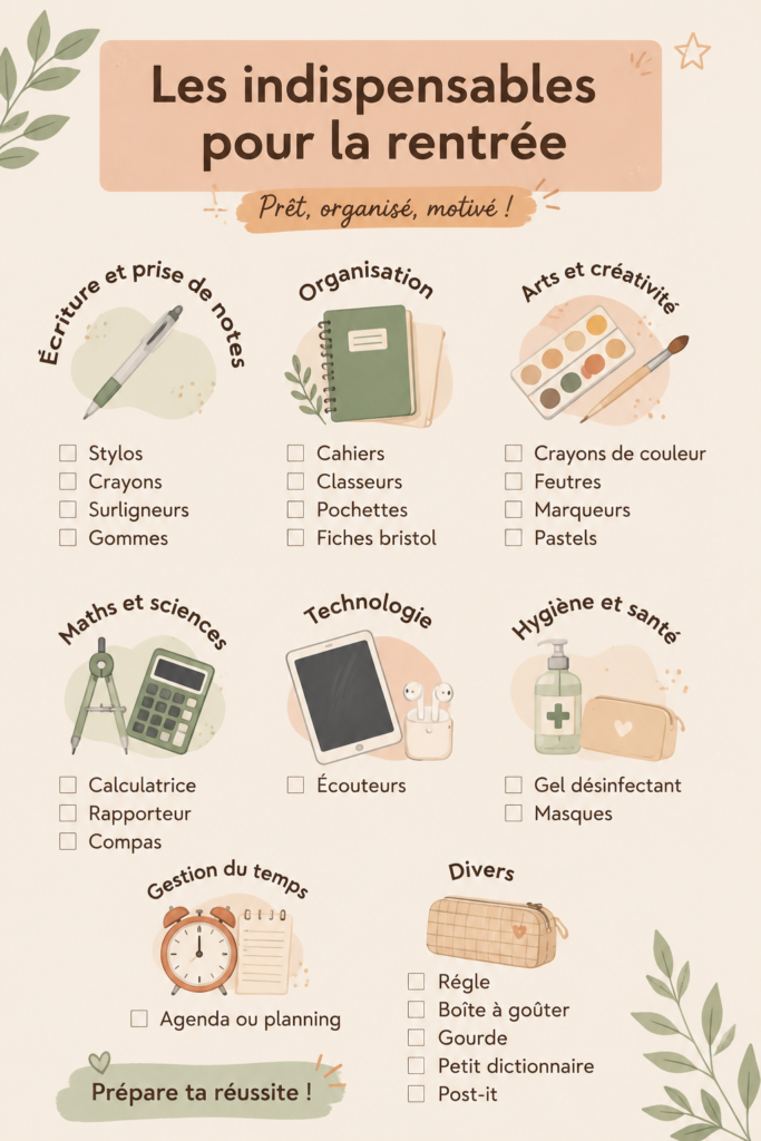 Essentiels de la rentrée scolaire : fournitures, technologie et organisation