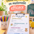 Exemple d'une fiche de rentrée pour enfant en maternelle, colorée et organisée.