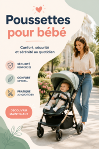 Une poussette moderne pour bébé dans un parc, idéale pour les sorties en famille.