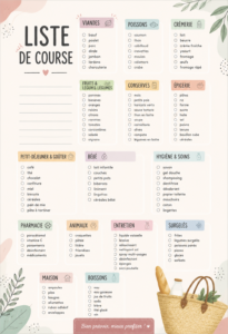 Modèle de liste de courses en papier prêt à imprimer