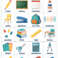 Image montrant des objets de classe avec leurs noms en anglais