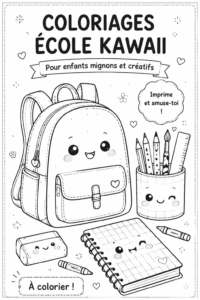 Pages à colorier kawaii pour enfants avec des dessins mignons.