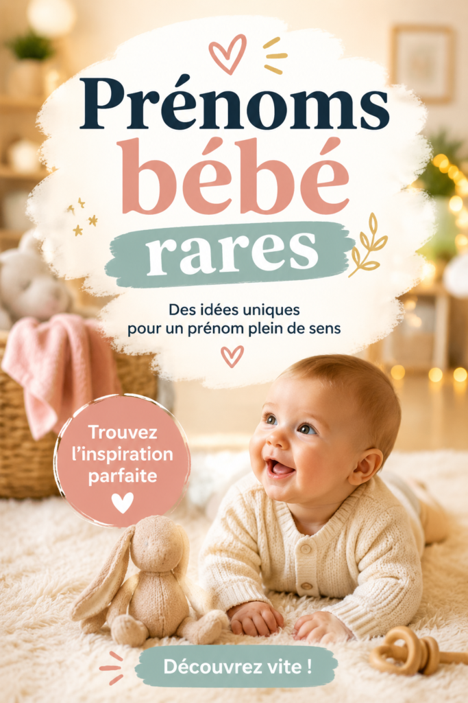 Sélection de prénoms rares pour bébés avec un fond doux et pastel