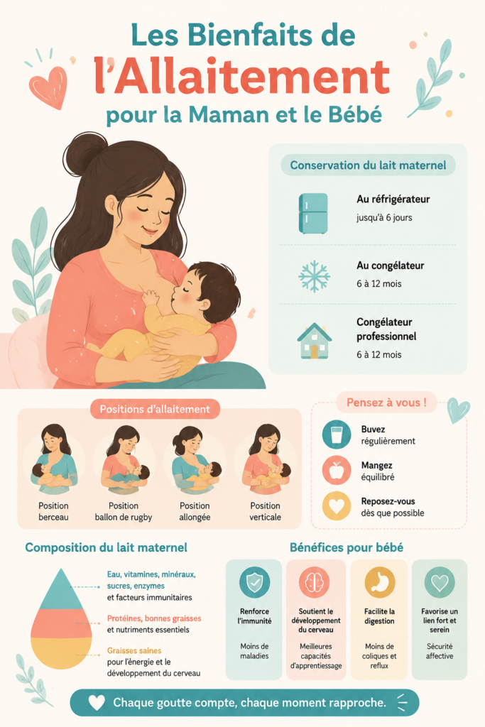 Maman allaitant son bébé dans un cadre chaleureux et serein.