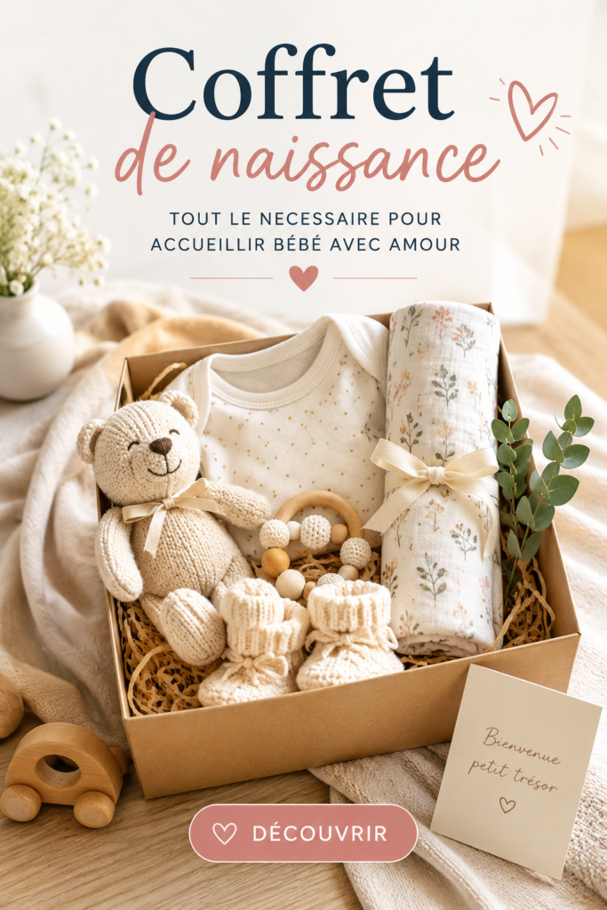 Coffret de naissance coloré avec des vêtements pour bébé et accessoires