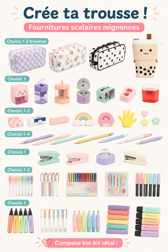Trousse à crayons colorée personnalisée avec différents motifs et matériaux