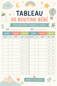 Un emploi du temps coloré pour aider bébé à établir une routine quotidienne.