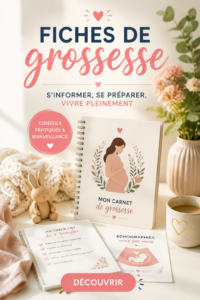 Illustration d'une fiche de grossesse personnalisée avec des notes et des illustrations.