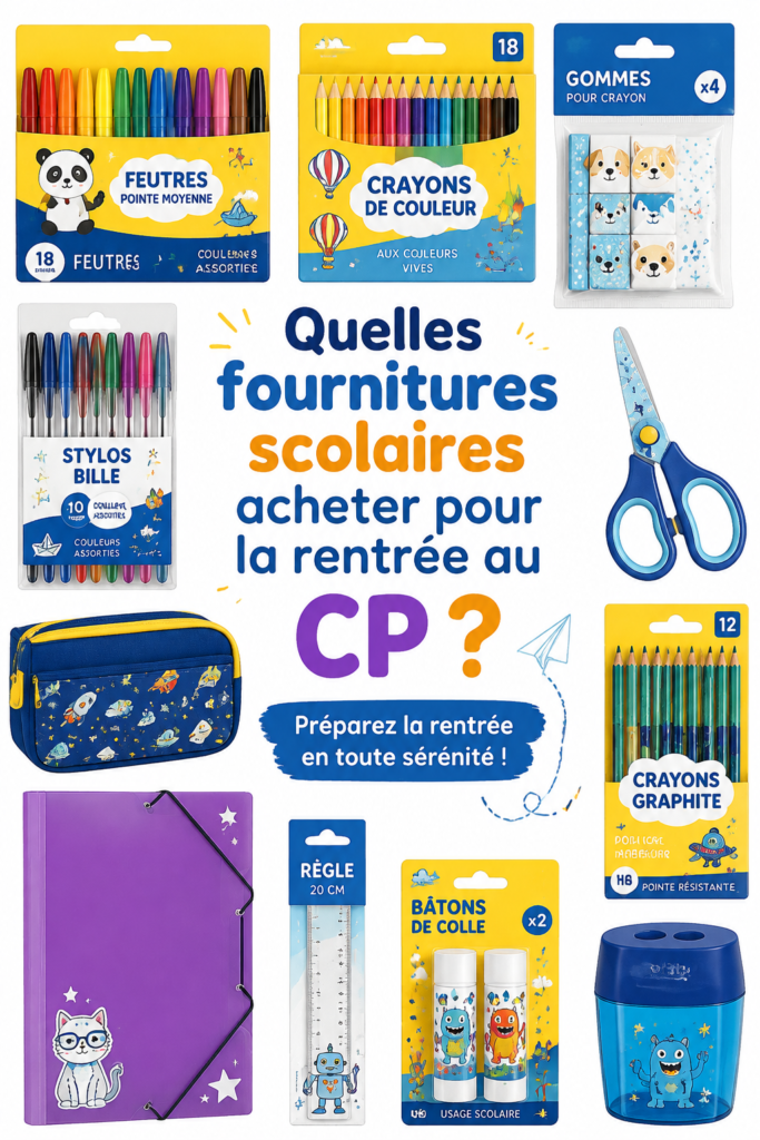 Fournitures scolaires colorées pour la rentrée au CP
