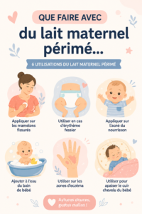 Une mère examine un flacon de lait maternel périmé, cherchant des solutions.
