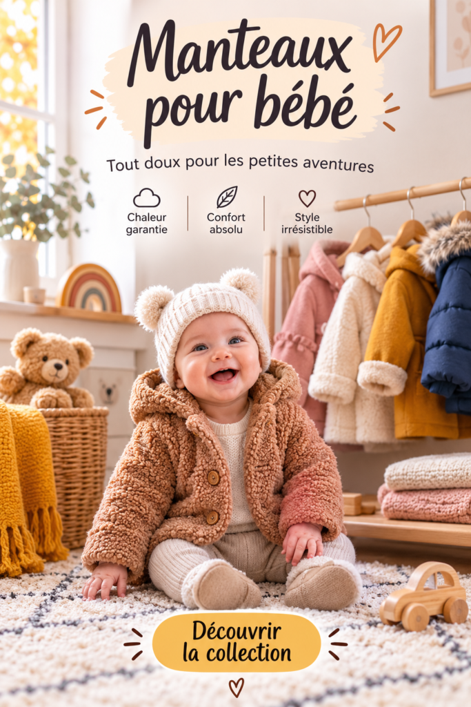 Manteaux colorés pour bébé en hiver, affichant confort et chaleur