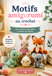 Un échantillon de créations au crochet avec des motifs amigurumi colorés et variés.