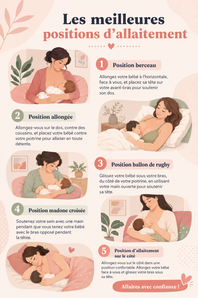 Une maman allaitant son bébé dans une position confortable