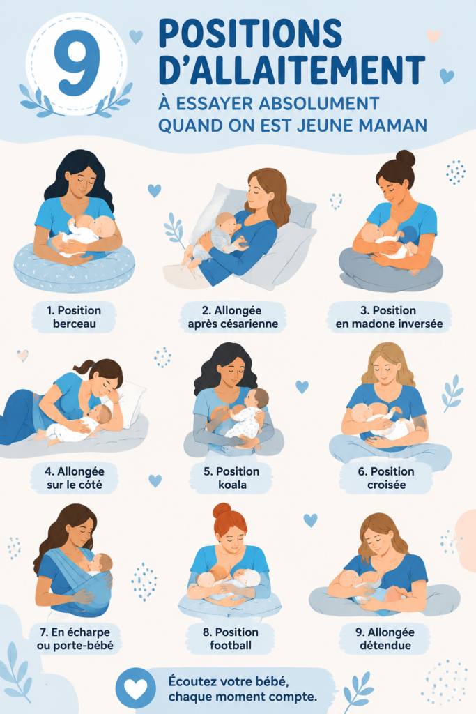 Une maman allaitant confortablement son bébé dans une position adaptée.