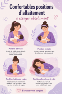 Une maman allaitant son bébé dans une position confortable et détendue.