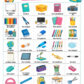 Un sac à dos primaire bien rempli de fournitures scolaires pour la rentrée.