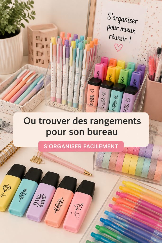 Bureau organisé avec des rangements pratiques et stylés.