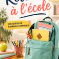 Une famille heureuse se prépare pour le retour à l'école avec des fournitures scolaires.