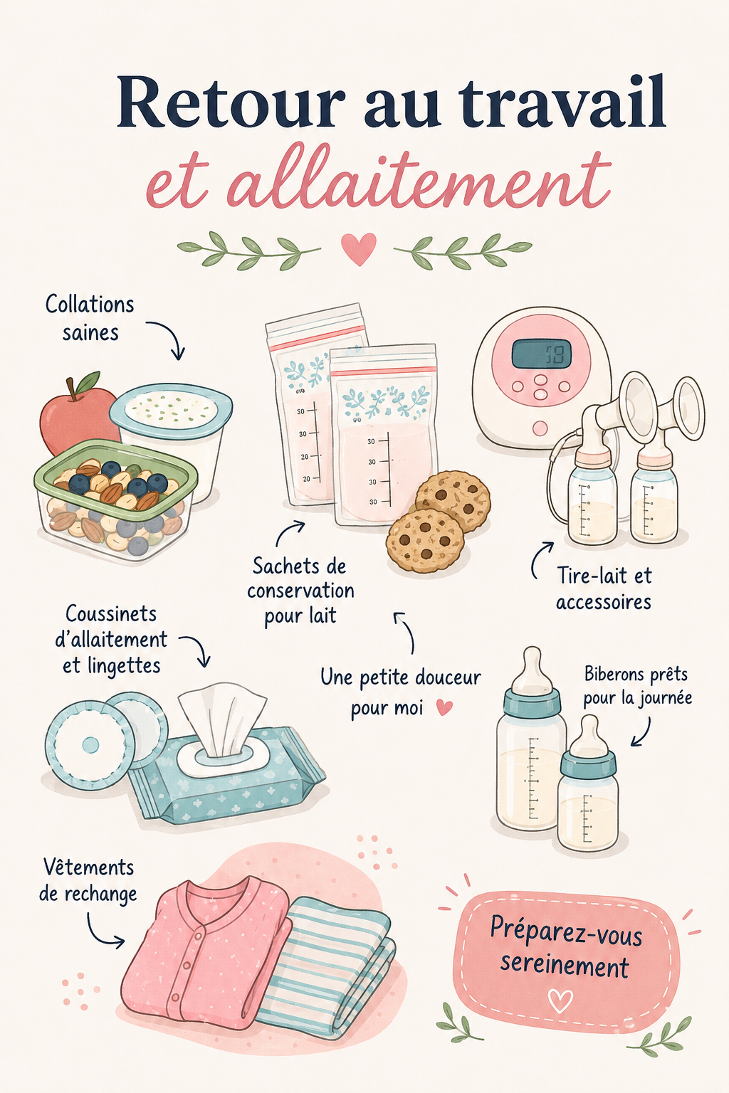 Une maman qui allaite son bébé tout en lisant des emails au travail, illustrant la conciliation travail et allaitement.