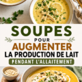 Soupe lactogène maison dans un bol, avec des ingrédients frais autour.